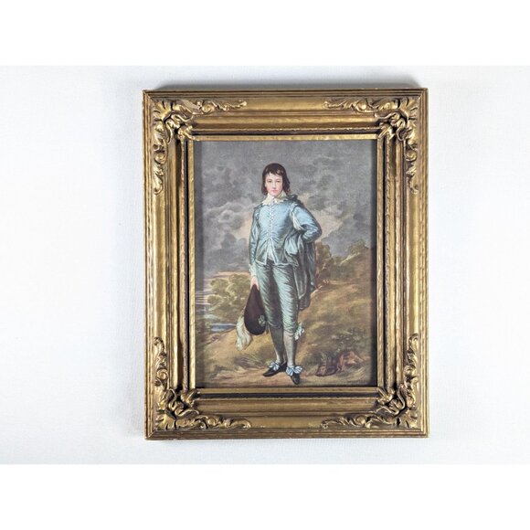 Vintage Blue Boy and Red Boy prints in matching gilt wood frames under glass, - Picture 7 of 10